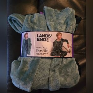 Lands' End Youth 3 - Piece Sleep Set Hooded Rob, Pajama Top & Pajama Bottom